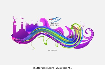 vector background, art, design, abstract modern graphic elements ramadhan kareem, color 3d Gradient abstract banners with flowing liquid shapes.illustration contrast colors