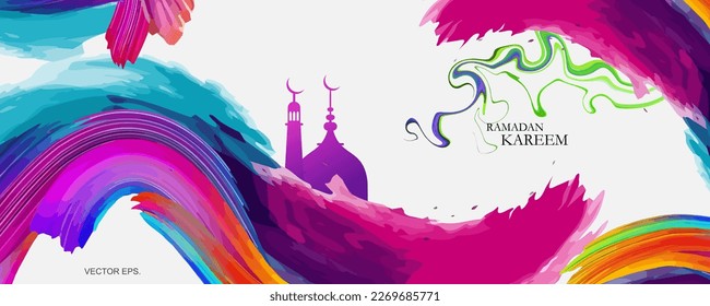 vector background, art, design, abstract modern graphic elements ramadhan kareem, color 3d Gradient abstract banners with flowing liquid shapes.illustration contrast colors