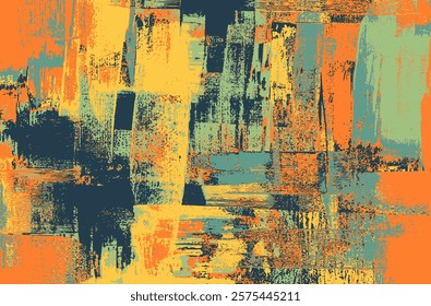 Vector background art Sunlit Labyrinth, vibrant Tangle of Yellow, Orange, and Teal Representing the Energy and Chaos of Light in Abstract Form