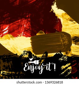 Vector background with artistic brush strokes. Abstract landscape painting for design. 