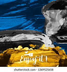 Vector background with artistic brush strokes. Abstract landscape painting for design. 