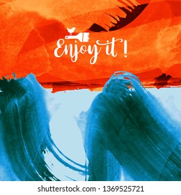 Vector background with artistic brush strokes. Abstract landscape painting for design. 