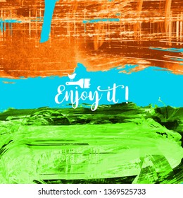 Vector background with artistic brush strokes. Abstract landscape painting for design. 