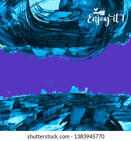 Vector background with artistic brush strokes. Abstract landscape painting for design. 