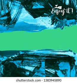 Vector background with artistic brush strokes. Abstract landscape painting for design. 