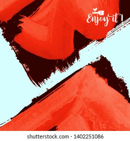 Vector background with artistic brush strokes. Abstract landscape painting for design. 