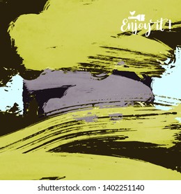 Vector background with artistic brush strokes. Abstract landscape painting for design. 