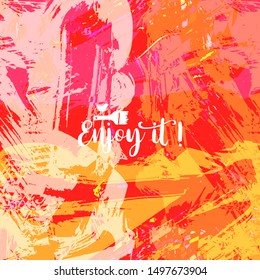 Vector background with artistic brush strokes. Abstract landscape painting for design. 
