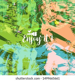 Vector background with artistic brush strokes. Abstract landscape painting for design. 