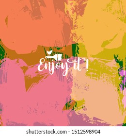 Vector background with artistic brush strokes. Abstract landscape painting for design. 