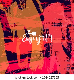 Vector background with artistic brush strokes. Abstract landscape painting for design. 