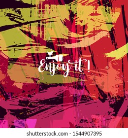 Vector background with artistic brush strokes. Abstract landscape painting for design. 
