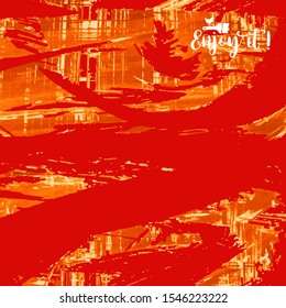 Vector background with artistic brush strokes. Abstract landscape painting for design. 
