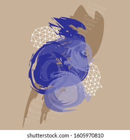 Vector background with artistic brush strokes. Abstract  painting for design. Suitable for postcards, for backgrounds, flyers, decorations, stickers, case for phone.