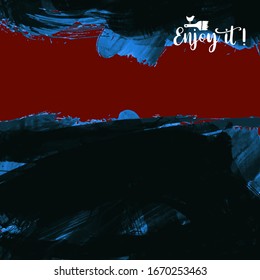 Vector background with artistic brush strokes. Abstract landscape painting for design. 