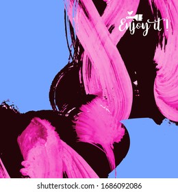Vector background with artistic brush strokes. Abstract landscape painting for design. 