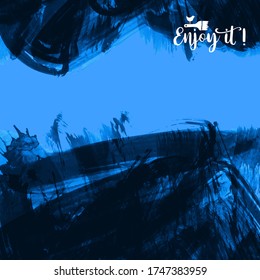 Vector background with artistic brush strokes. Abstract landscape painting for design. 