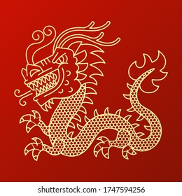 Vector background with asia dragons. Hand drawn illustration. Sketch.
