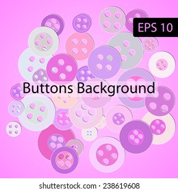 Vector background with assorted colorful buttons on white background