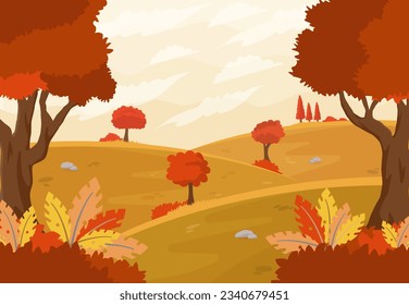 vector background for autumn with beautiful open nature landscape