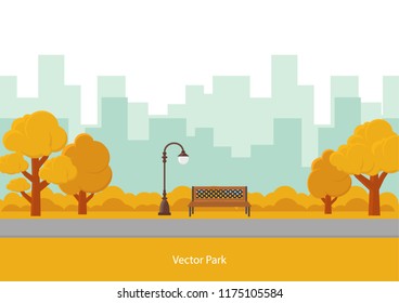 Vector background. Autumn city park.