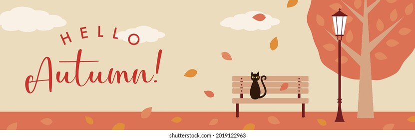 vector background with autumn landscape in the park for banners, cards, flyers, social media wallpapers, etc.