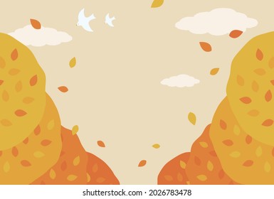 vector background with autumn leaves along the street for banners, cards, flyers, social media wallpapers, etc.