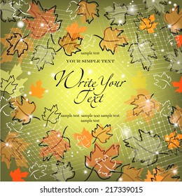 Vector background with autumn leaves and berries.