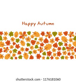 Vector background with autumn leaves. Happy autumn and harvest.