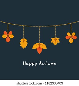 Vector background with autumn leaves. Happy autumn and harvest.