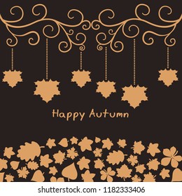 Vector background with autumn leaves. Happy autumn and harvest.