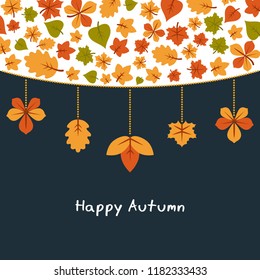 Vector background with autumn leaves. Happy autumn and harvest.