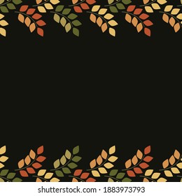 Vector background with autumn leaves on black background; for greeting cards, invitations, posters, banners.