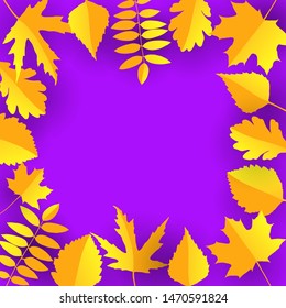 Vector background with autumn leaves in paper cut style