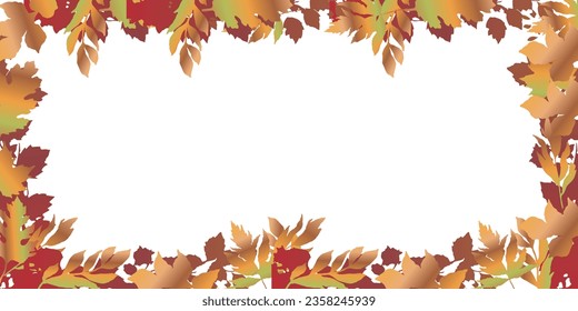Vector background of autumn leaves scattering leaving an empty space in the middle