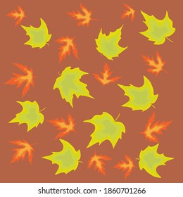 the vector background of autumn leaves. set of yellow and orange leaves. fall leaf pattern. 