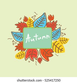 Vector background with autumn leaves , Sketch, design elements. Vector illustration.