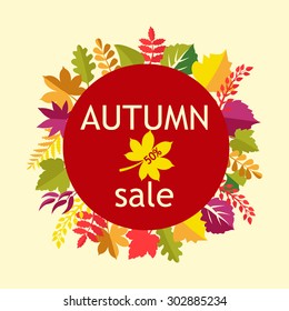 Vector background Autumn Sale. Poster with Leaves with Place for your text  