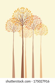 Vector background with autumn trees