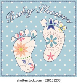 Vector  background baby shower boy vintage