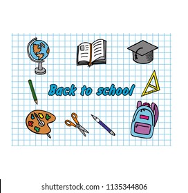 Vector background. Back to school. Children's drawing