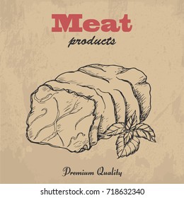 Vector background with bacon and basil