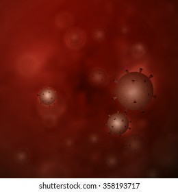 Vector background with the bacteria, the concept of medicine, science.