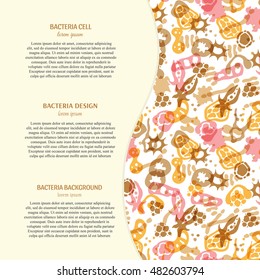 Vector background with bacterial, cells, virus and germs. Hand drawn medical background with text. Perfect for an article in a magazine .