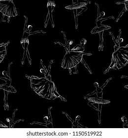 Vector background of the ballet dancers sketches