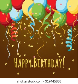 vector background with balloons and confetti. birthday card