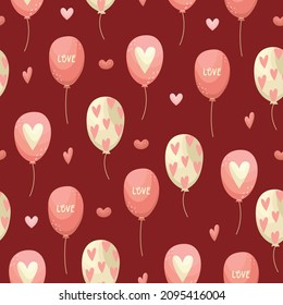 Vector background with balloons and hearts. Valentine's day.