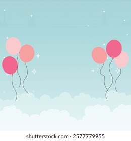 Vector background with balloons in the sky for banners, cards, flyers, social media wallpapers