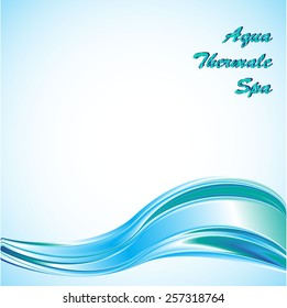Vector background or banner with a blue ocean wave, great as a business template for a spa, water resoures, health etc