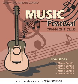 Vector background or banner design for large events, various music festivals in classic colors, suitable for business companies engaged in music